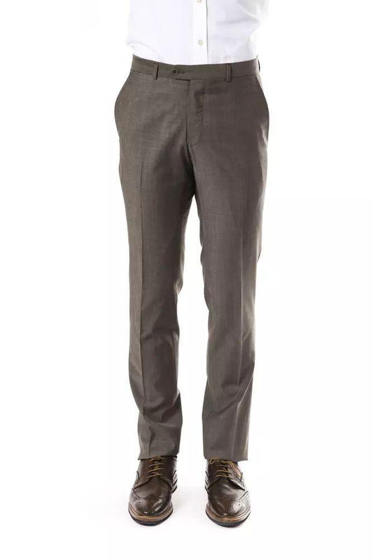 Uominitaliani Elegant Gray Woolen Suit Pants - Drop 7 Cut - PER.FASHION