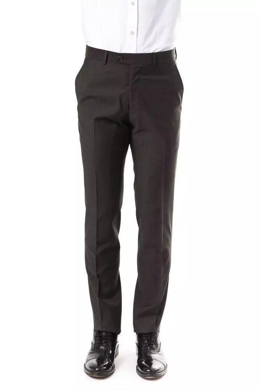 Uominitaliani Elegant Gray Woolen Suit Pants - Drop 7 - PER.FASHION