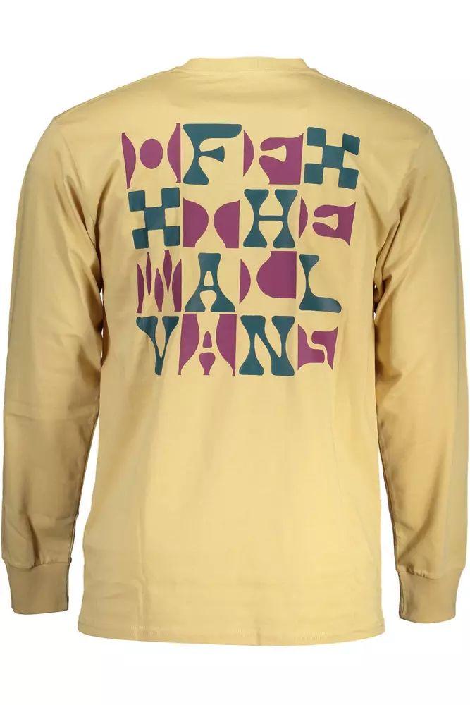 Vans Beige Long Sleeve Cotton Tee with Logo Print - PER.FASHION