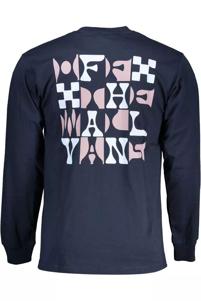 Vans Blue Round Neck Long Sleeve Tee with Print - PER.FASHION