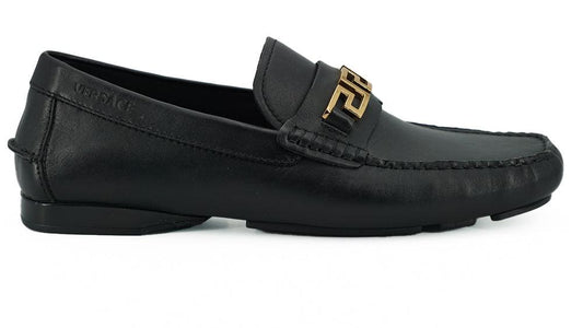 Versace Elegant Black Calf Leather Men's Loafers - PER.FASHION