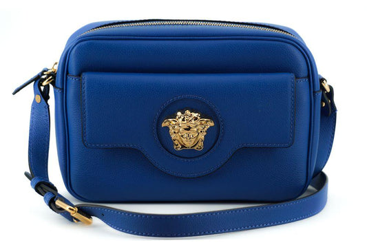 Versace Elegant Blue Calf Leather Camera Case Bag - PER.FASHION