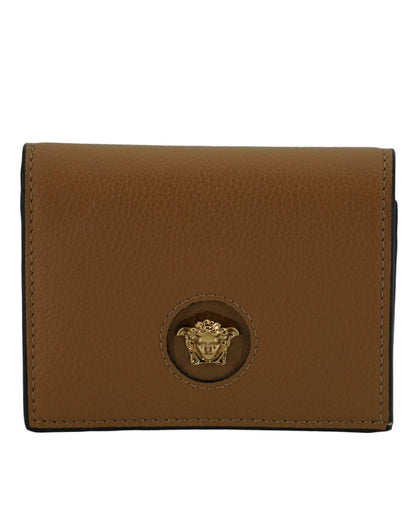Versace Elegant Compact Leather Wallet in Brown - PER.FASHION