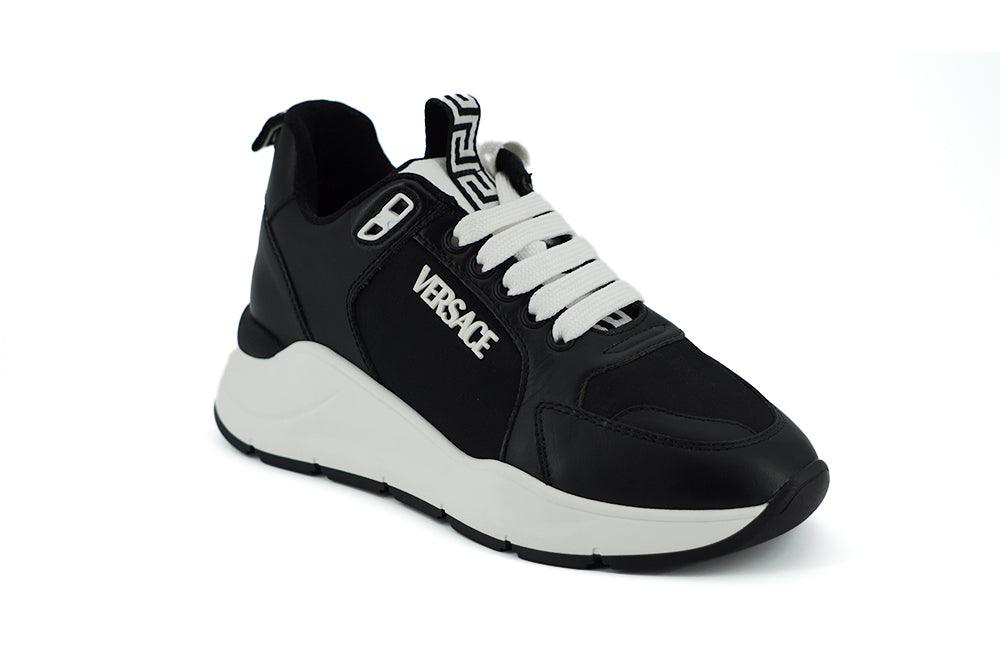 Versace Elegant Monochrome Leather Sneakers - PER.FASHION