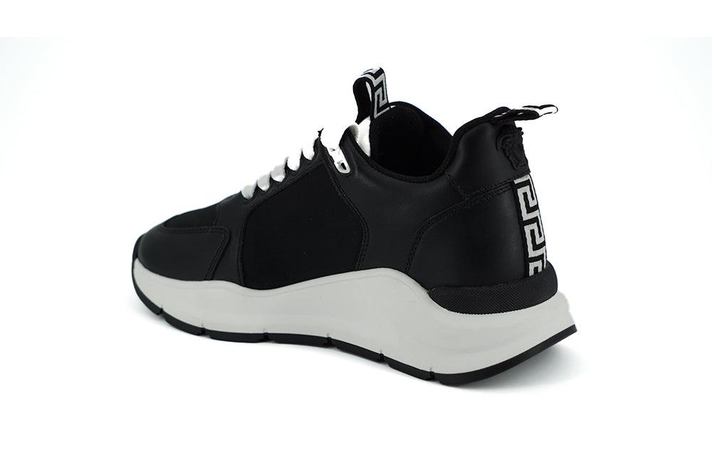 Versace Elegant Monochrome Leather Sneakers - PER.FASHION