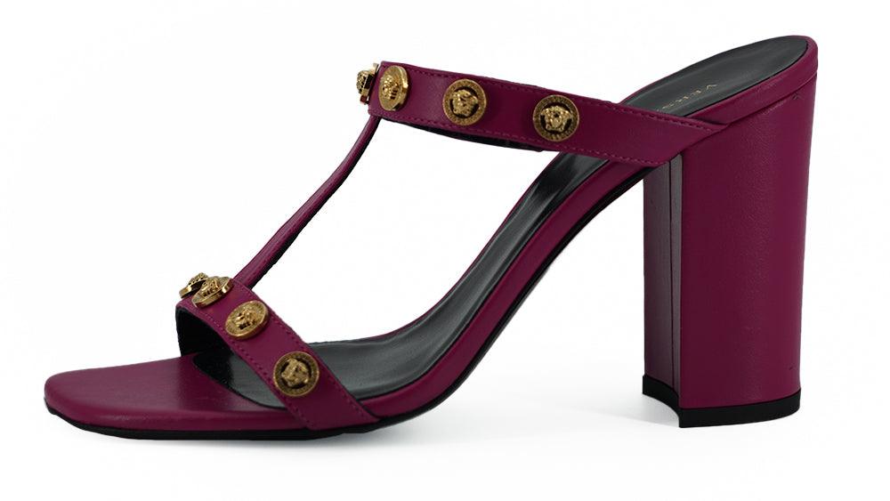 Versace Elegant Purple Calf Leather High Sandals - PER.FASHION