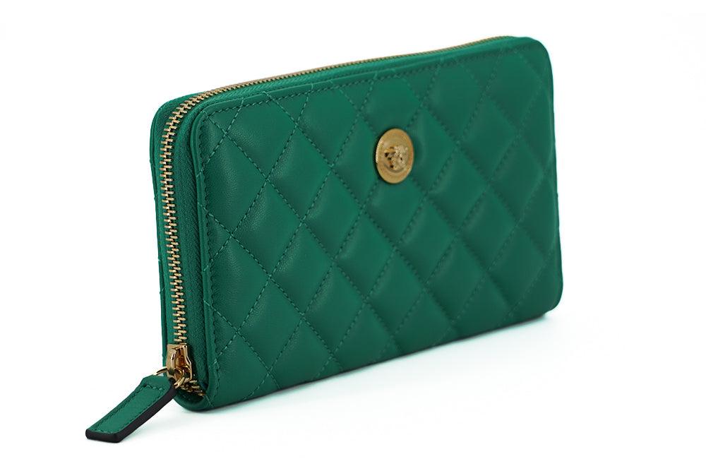 Versace Elegant Quilted Leather Zip Wallet - PER.FASHION