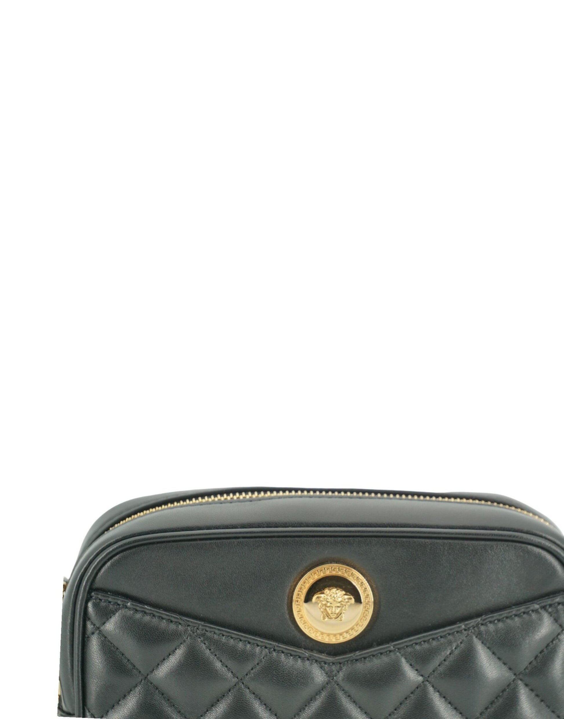 Versace Elegant Small Black Leather Crossbody Bag - PER.FASHION