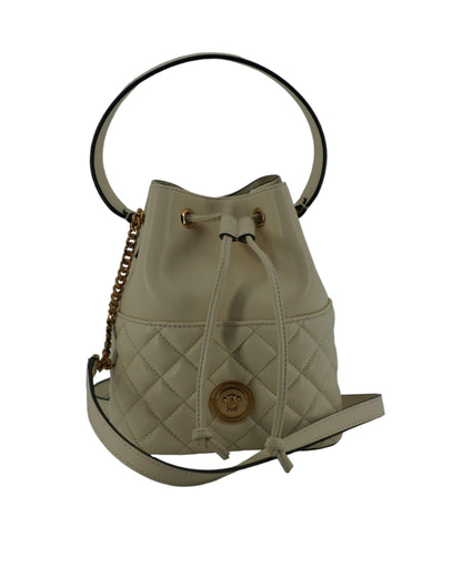 Versace Elegant Small White Leather Bucket Shoulder Bag - PER.FASHION