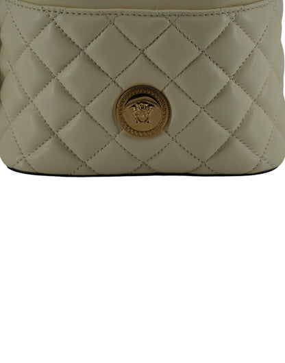 Versace Elegant Small White Leather Bucket Shoulder Bag - PER.FASHION
