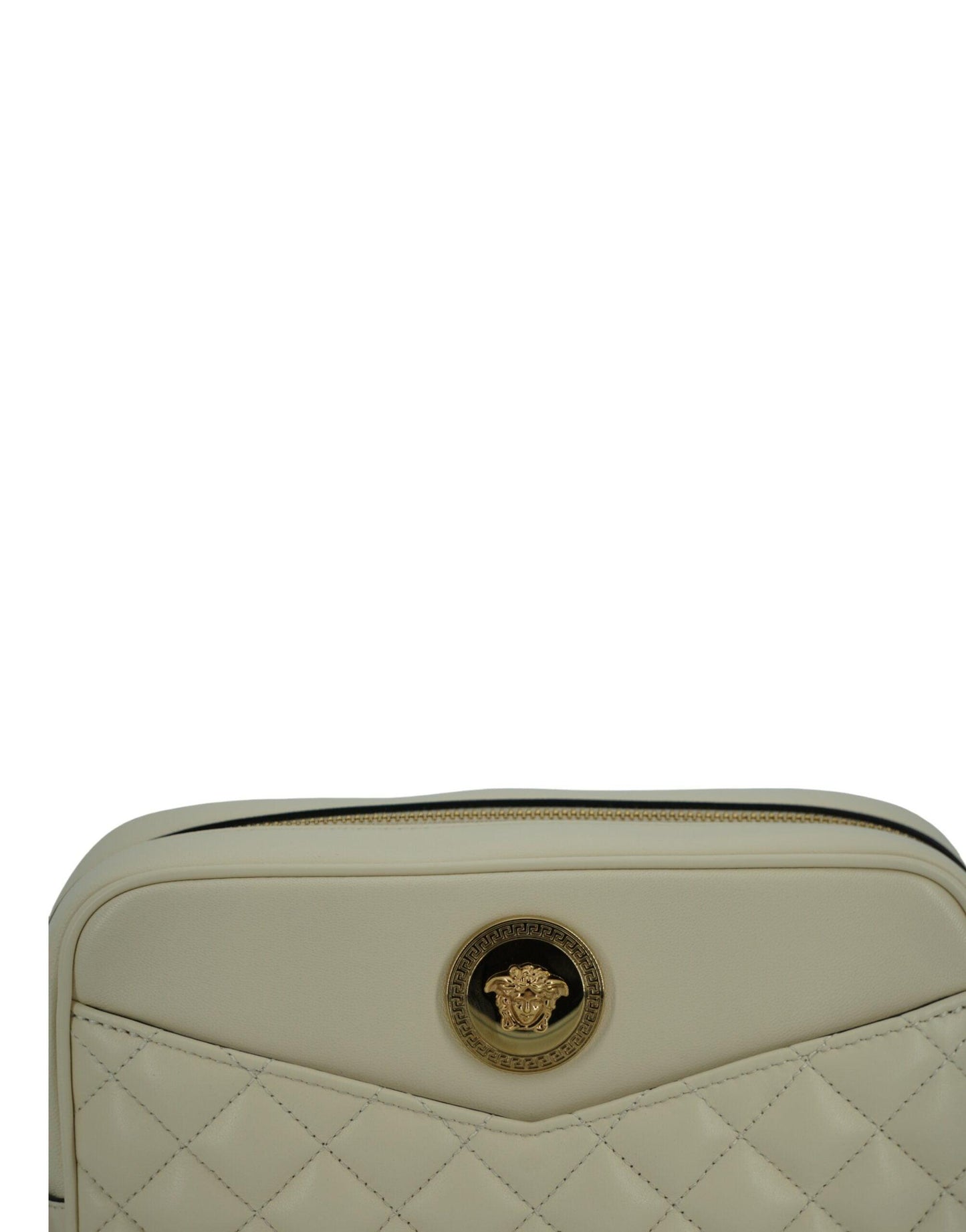 Versace Elegant White Leather Camera Shoulder Bag - PER.FASHION