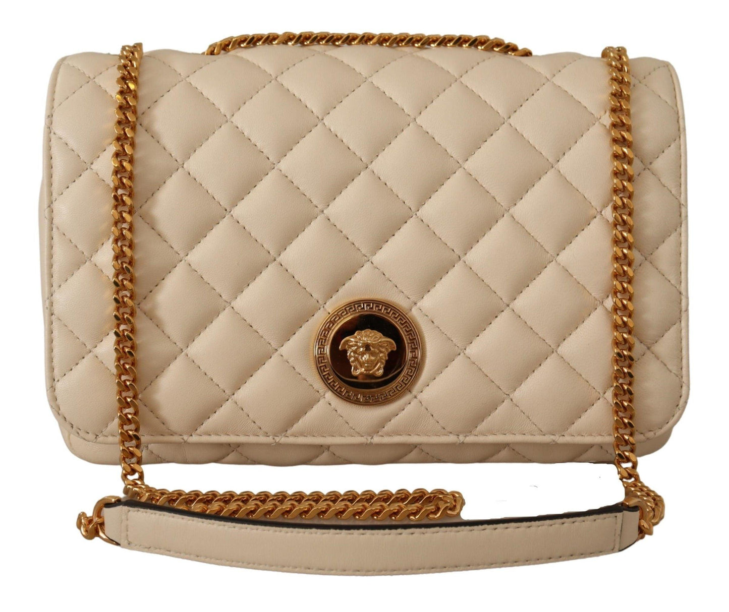 Versace Elegant White Nappa Leather Shoulder Bag - PER.FASHION