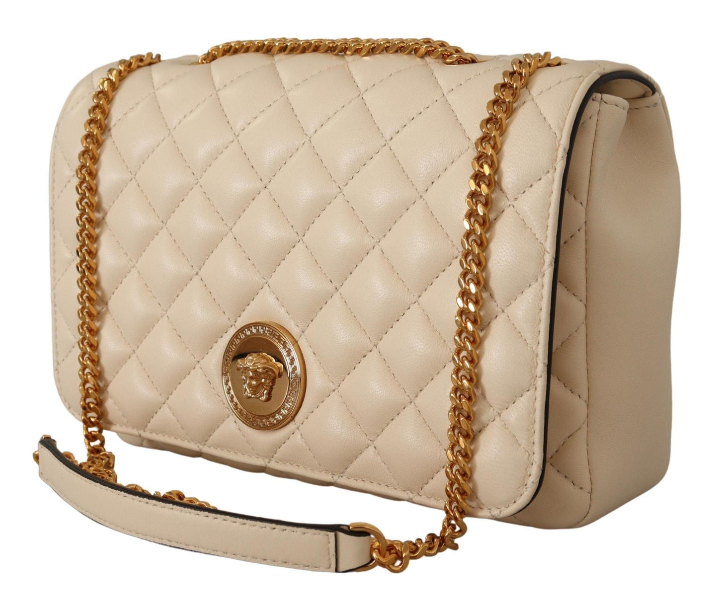 Versace Elegant White Nappa Leather Shoulder Bag - PER.FASHION