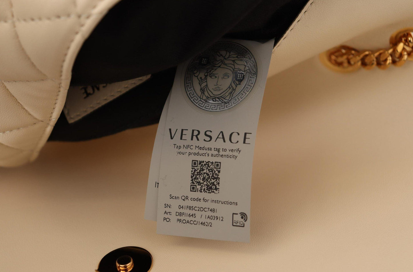 Versace Elegant White Nappa Leather Shoulder Bag - PER.FASHION