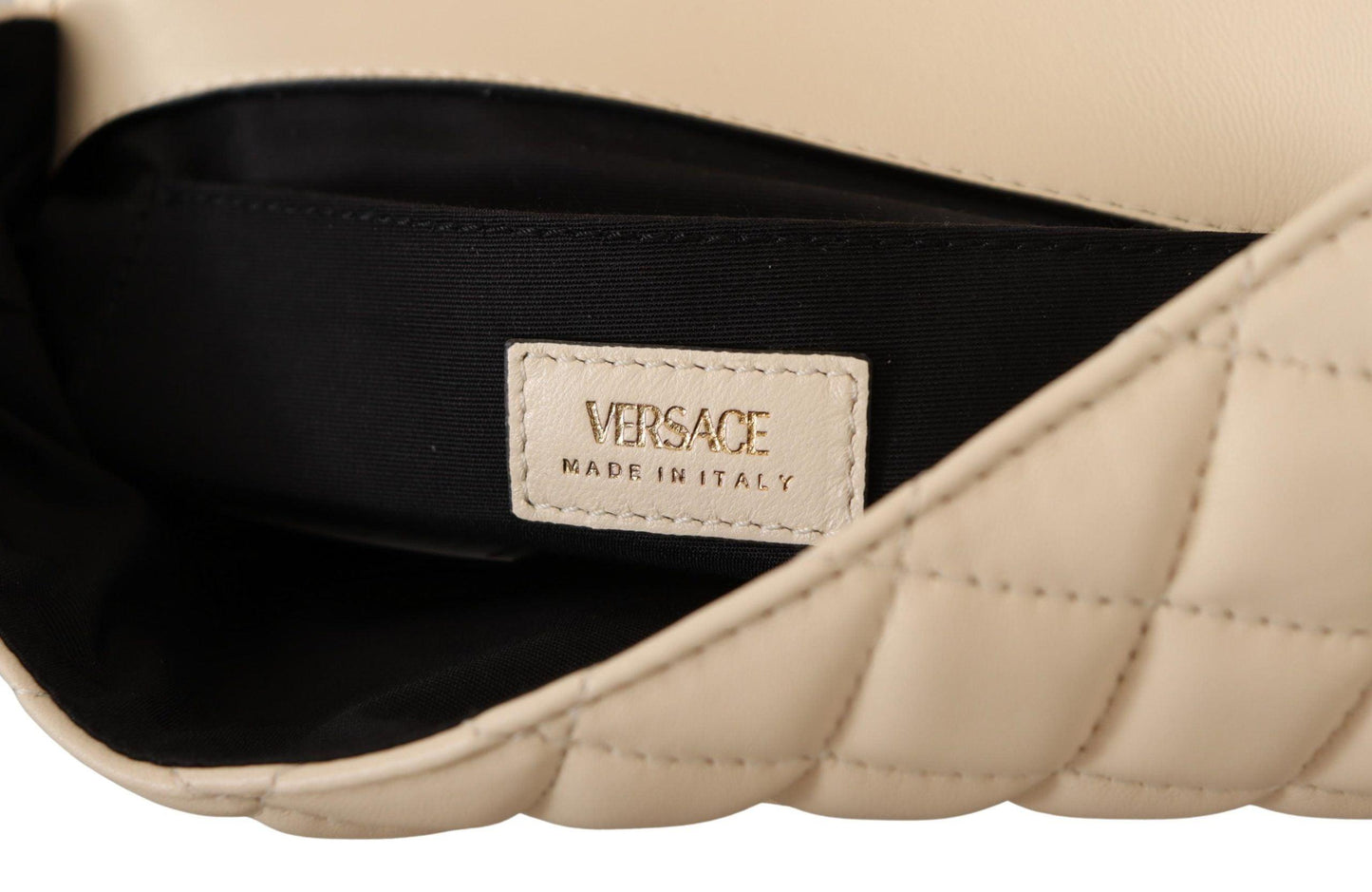 Versace Elegant White Nappa Leather Shoulder Bag - PER.FASHION