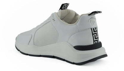 Versace Sleek White Calf Leather Sneakers - PER.FASHION