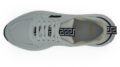 Versace Sleek White Calf Leather Sneakers - PER.FASHION
