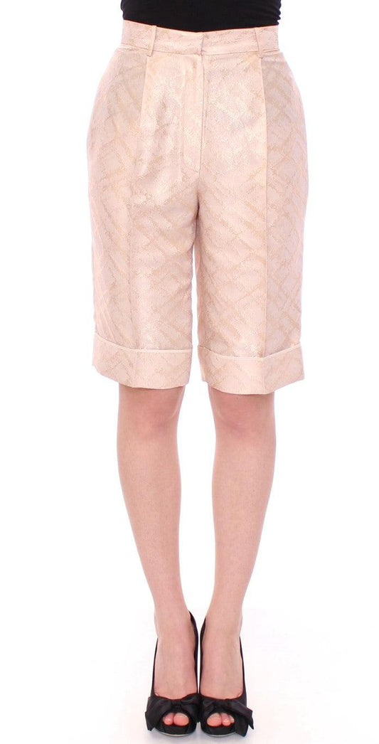 Zeyneptosun Exclusive Beige Brocade Above Knee Shorts - PER.FASHION