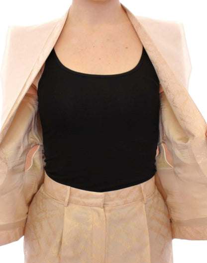 Zeyneptosun Exclusive Beige Brocade Sleeveless Vest - PER.FASHION