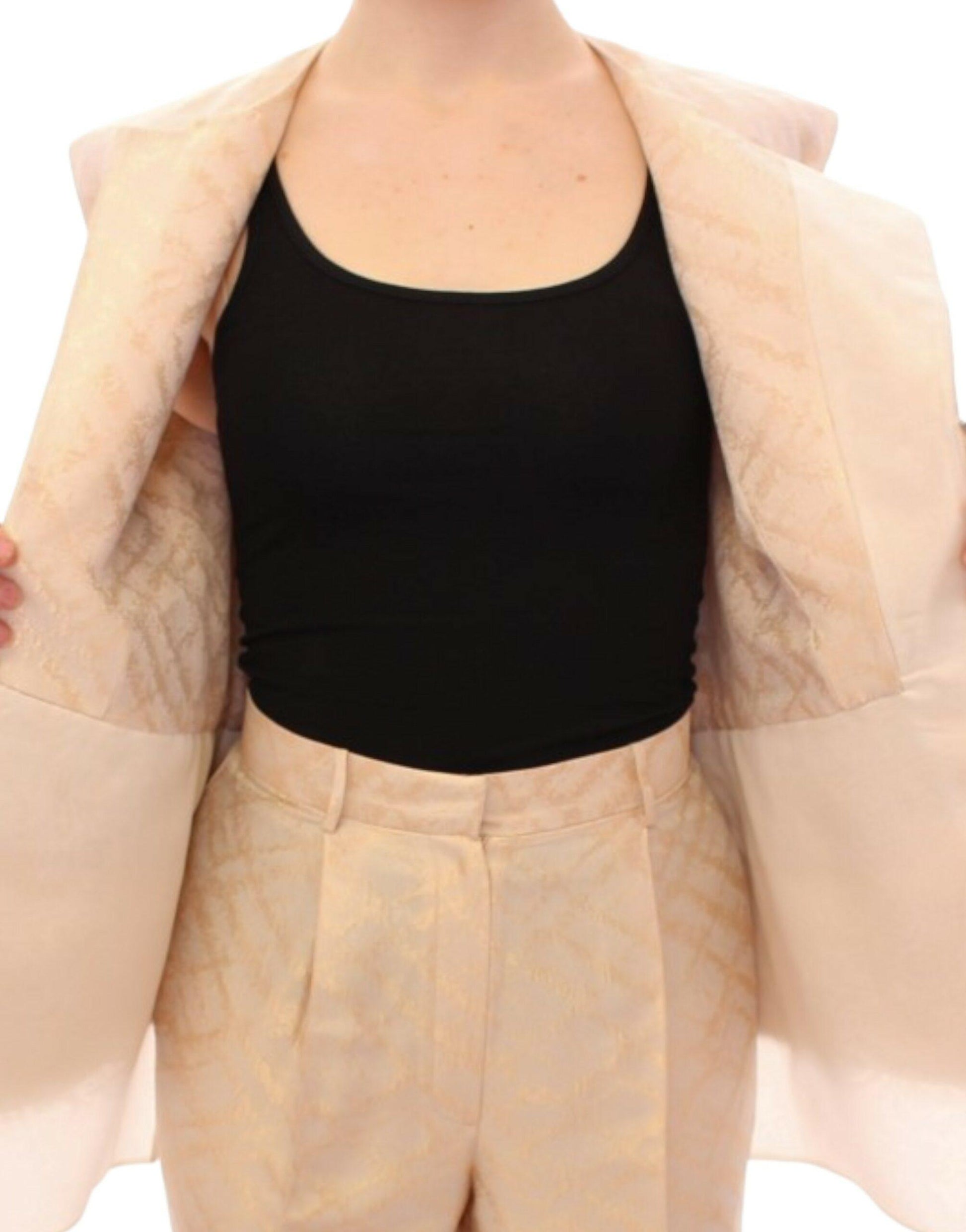 Zeyneptosun Exquisite Beige Brocade Sleeveless Jacket Vest - PER.FASHION