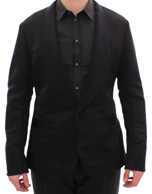 Dolce &amp; Gabbana Blazer slim fit elegante in seta nera