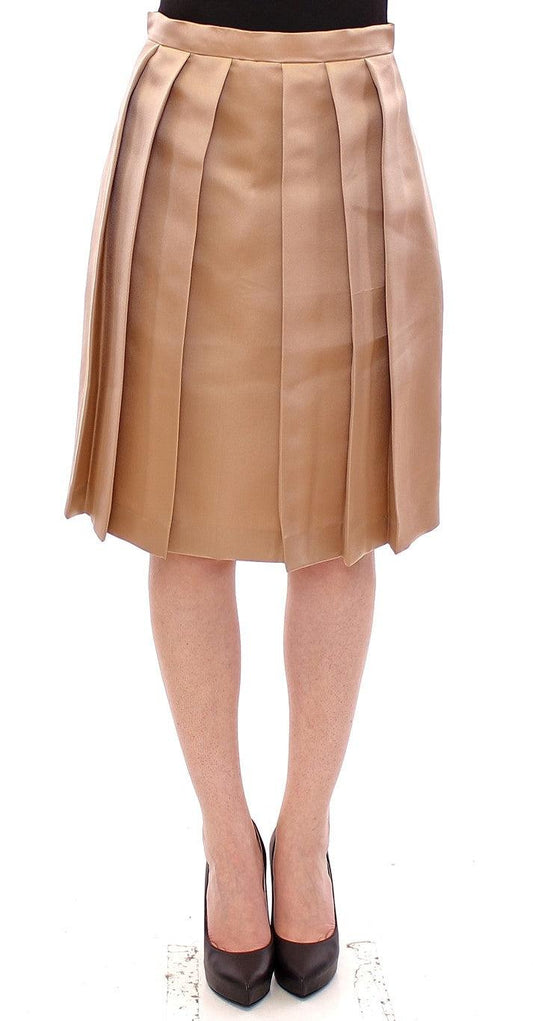 Andrea Incontri Elegant Silk Pleated Knee-Length Skirt