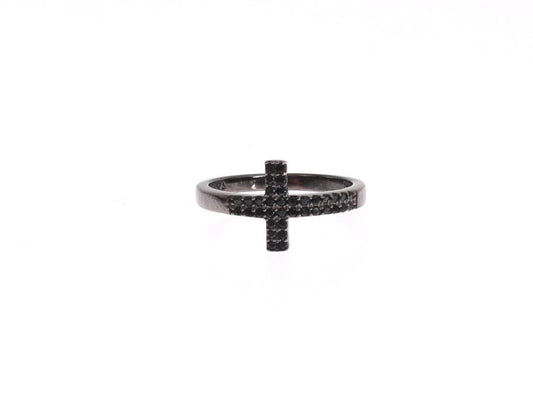Nialaya squisito anello in argento sterling con cristallo CZ nero