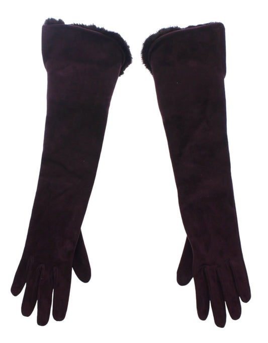 Dolce &amp; Gabbana Замшевые кожаные перчатки из норки с фиолетовым мехом норки