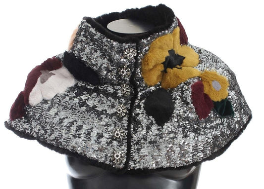 Dolce &amp; Gabbana элегантный меховой шарф с цветочным принтом и пайетками