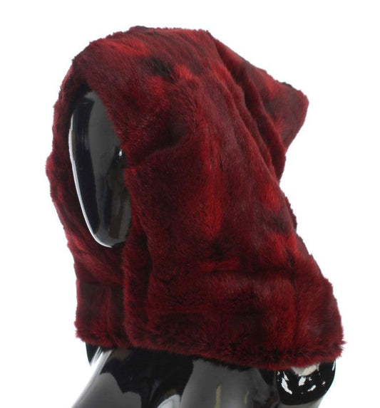 Dolce &amp; Gabbana Роскошный бордоский меховой шарф с капюшоном и запахом