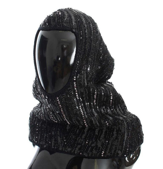 Dolce &amp; Gabbana Элегантный черный шарф с капюшоном и пайетками