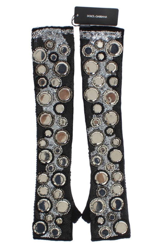 Кашемировые перчатки без пальцев Dolce &amp; Gabbana, украшенные пайетками