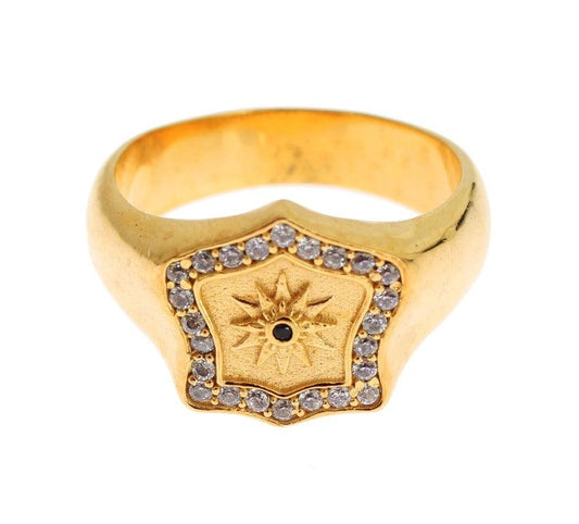 Nialaya elegante anello in argento placcato oro da uomo