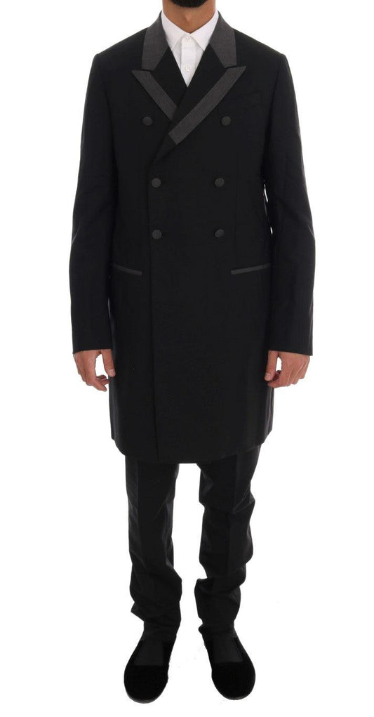 Dolce &amp; Gabbana Abito elegante doppiopetto nero in lana