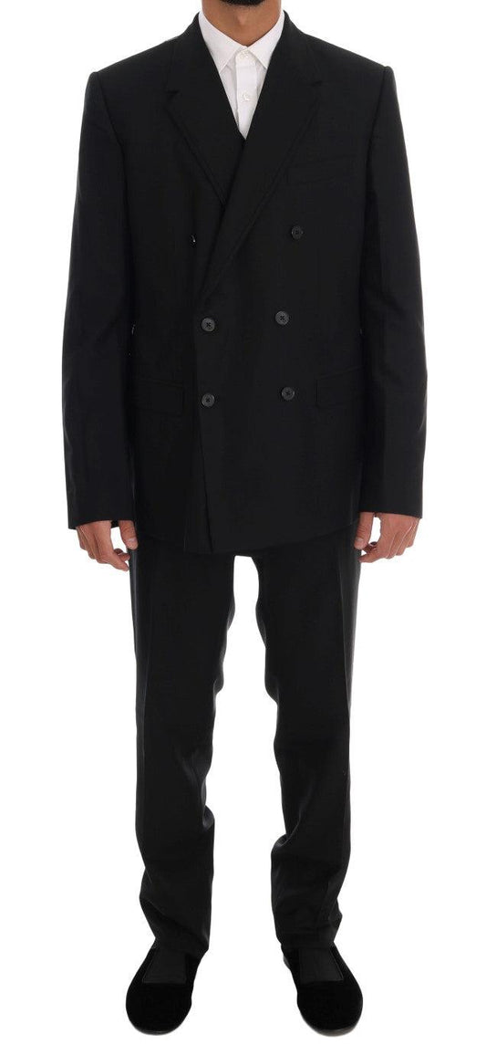 Dolce &amp; Gabbana Элегантный черный шерстяной костюм-тройка