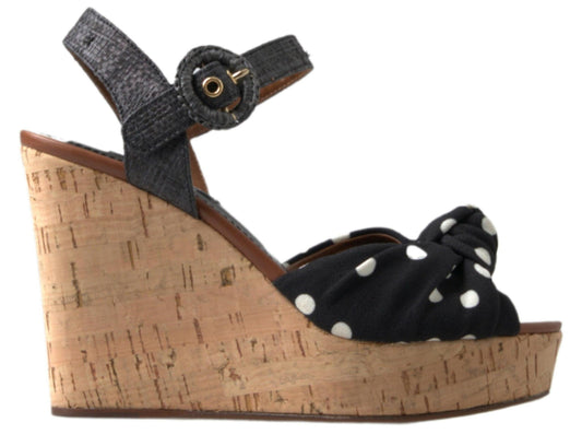 Dolce &amp; Gabbana Шикарные туфли на танкетке с ремешками на щиколотке в горошек