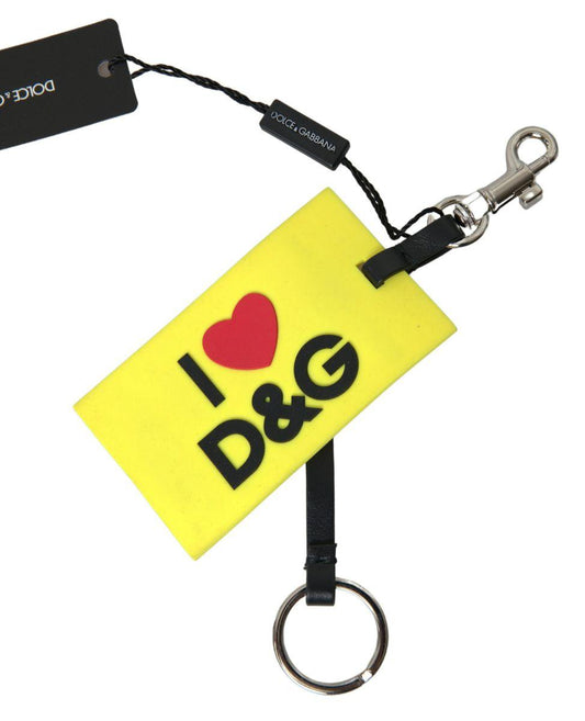 Dolce & Gabbana Chic Yellow Keyring with Logo Hardware