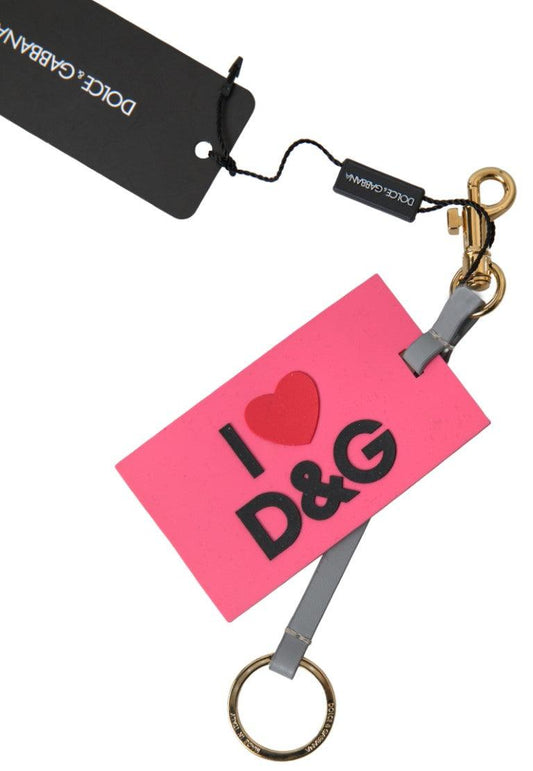 Dolce & Gabbana Chic Pink Leather-Trimmed Keychain