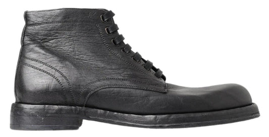 Черные кожаные ботинки на шнуровке Dolce &amp; Gabbana Equisite