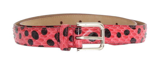 Cintura Dolce &amp; Gabbana in pelle di serpente a pois con fibbia argentata