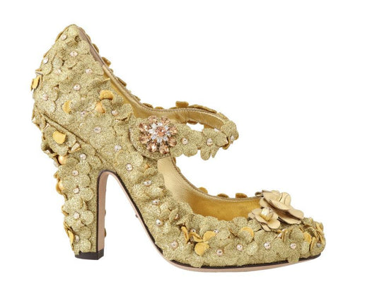 Dolce &amp; Gabbana туфли-лодочки с золотым цветочным принтом и кристаллами