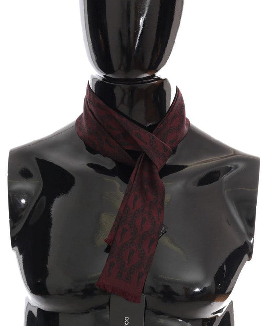 Мужской шарф Dolce &amp; Gabbana из шелкового бордо с принтом чили и короной
