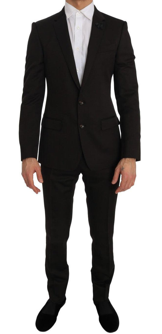 Dolce &amp; Gabbana Элегантный коричневый жаккардовый костюм Мартини