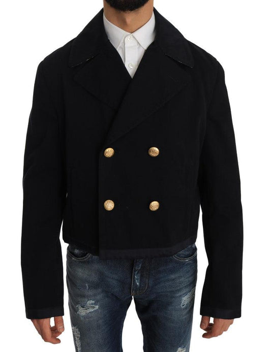 Dolce & Gabbana Elegant Dark Blue Trench Coat Jacket