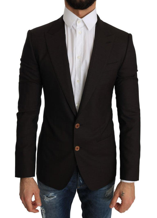 Dolce & Gabbana Sleek Slim Brown Virgin Wool Blazer Jacket