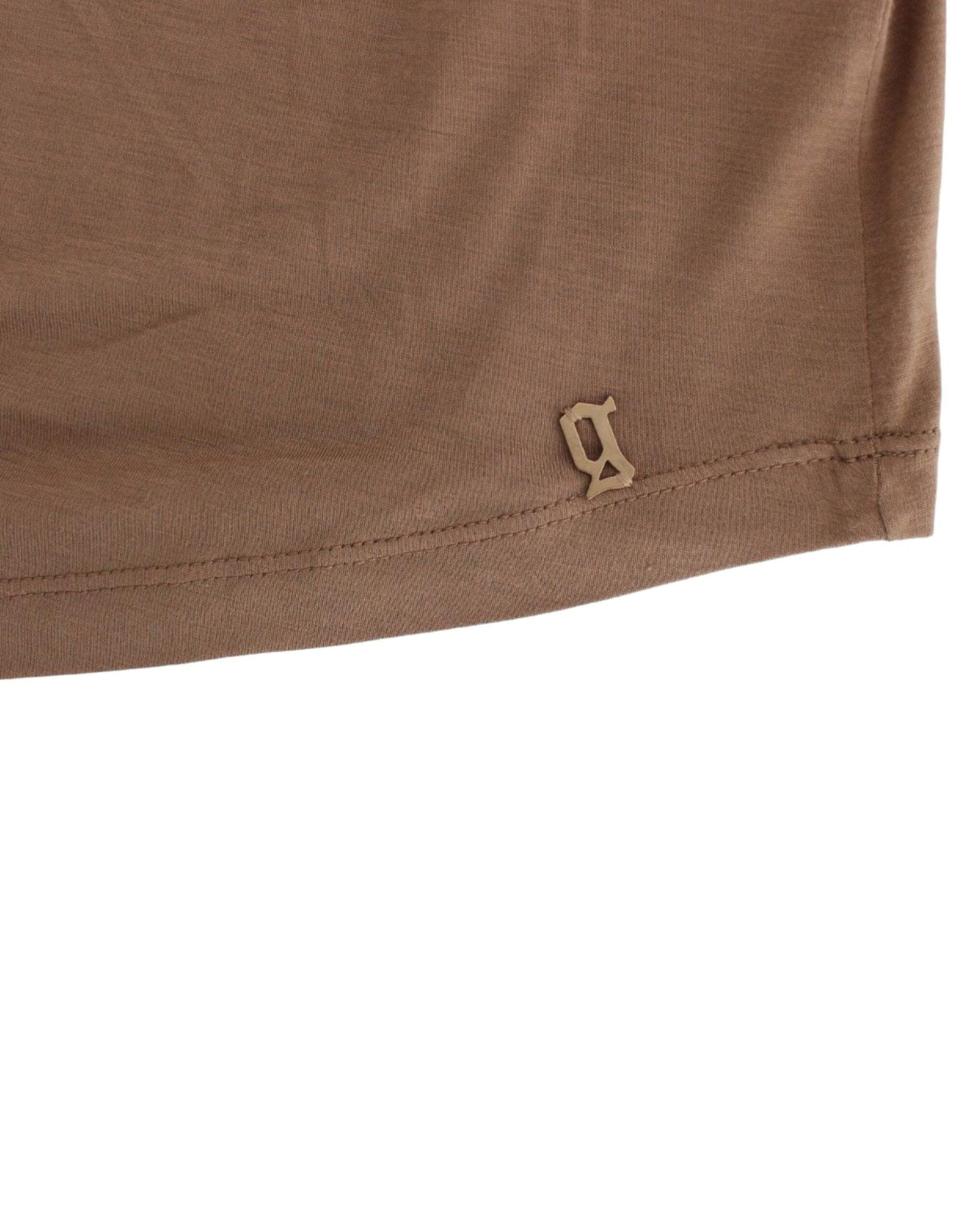 John Galliano Elegant Short-Sleeved Brown Rayon Top - PER.FASHION