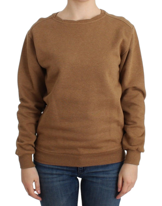 Шикарный коричневый хлопковый свитер John Galliano с круглым вырезом