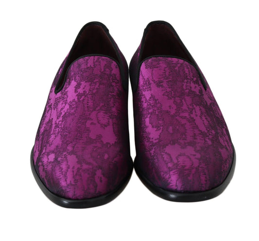 Dolce &amp; Gabbana Элегантные лоферы из смесовой шелка и шерсти фиолетового цвета
