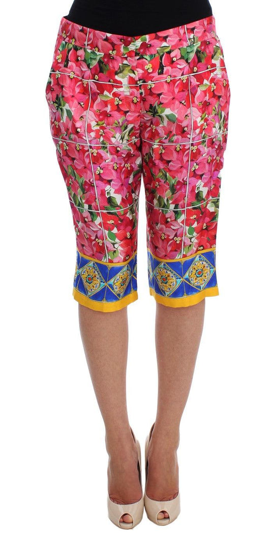 Dolce & Gabbana Multicolor Floral Silk Capri Pants