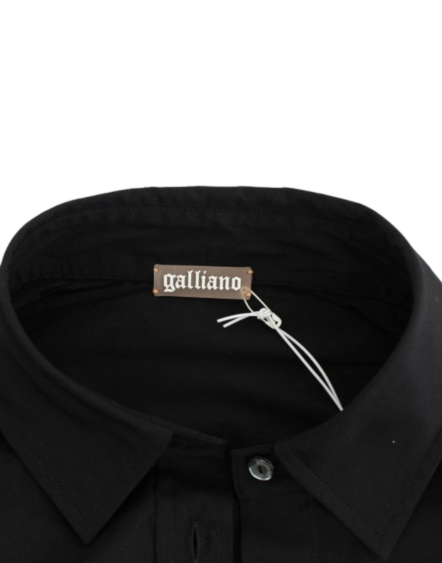 John Galliano Elegant Black Cotton Stretch Shortsleeve Blouse - PER.FASHION